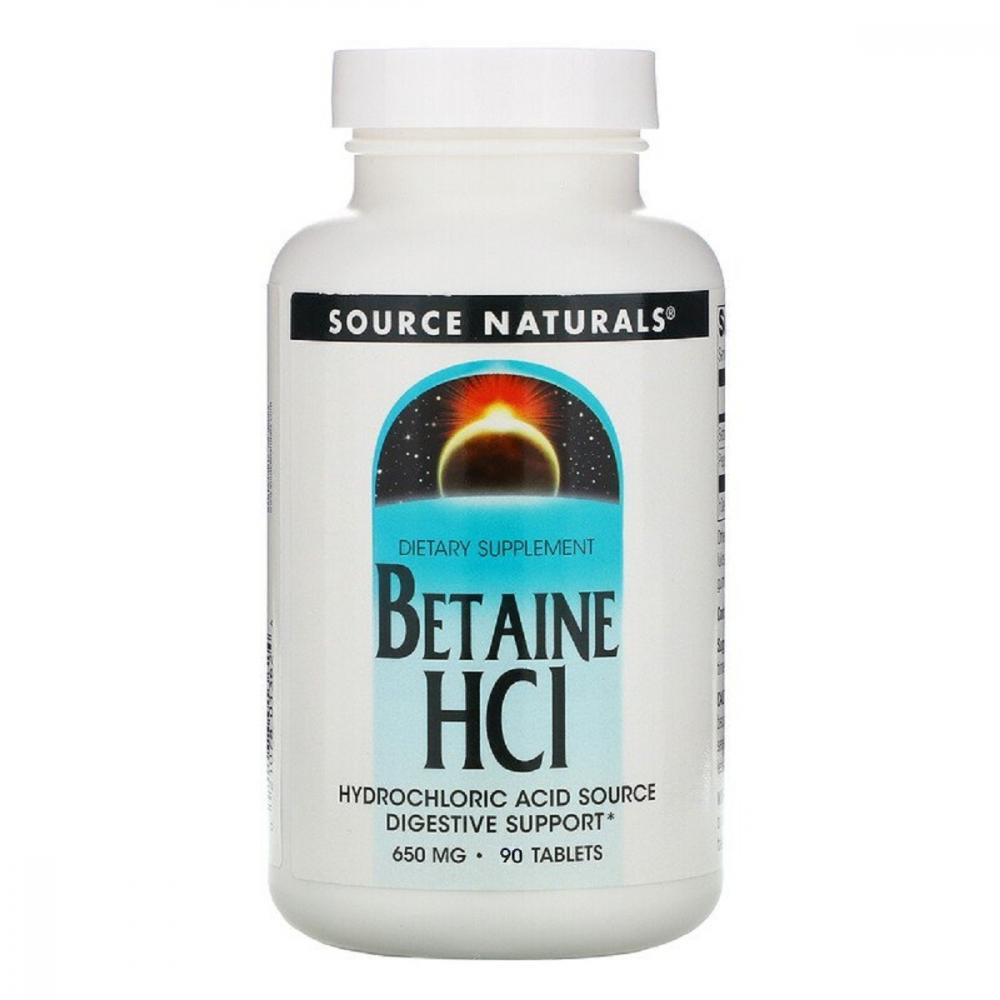 Source Naturals Бетаин HCI 650мг, Source Naturals, 90 таблеток - зображення 1