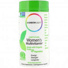   Rainbow Light Мультивитамины для женщин, Сертифицированные, Certified Women's Multivitamin, Rainbow Light, 120 вег