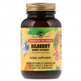   Solgar Черника Экстракт, Bilberry Berry Extract, Solgar, 60 вегетарианских капсул