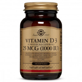   Solgar Натуральный витамин D3 (Vitamin D3) 1000 МЕ 100 капсул (SOL03340)