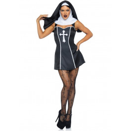   Leg Avenue Костюм черниці  Naughty Nun чорний: сукня + накидка на голову (714718557687)