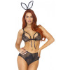 Leg Avenue Костюм зайчика  Roleplay Bedroom Bunny чорний: бюстгальтер + трусики + вушка () - зображення 1