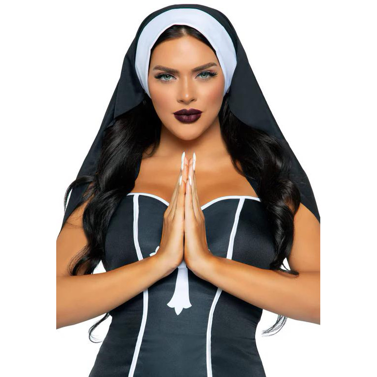 Leg Avenue Накидка монахині  Nun Habit Costume Headband, чорна (714718527369) - зображення 1