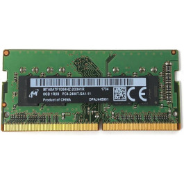   Micron 8 GB SO-DIMM DDR4 2400 MHz (MTA8ATF1G64HZ-2G3H1)