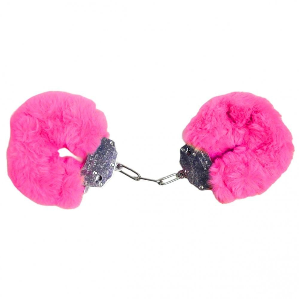 DS Fetish Наручники  Plush handcuffs, метал з хутром, малинові (88137 /Sm-c1304) - зображення 1