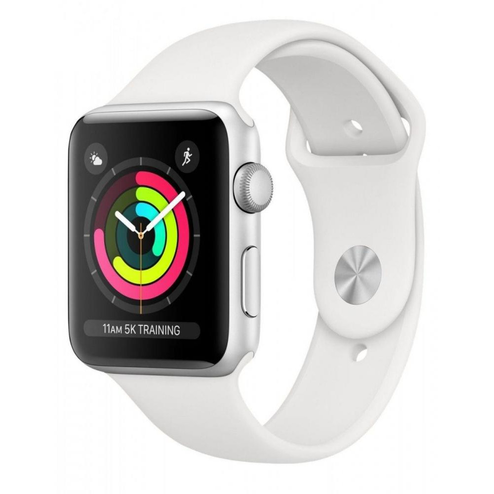 Apple Watch Series 3 GPS 38mm Silver Aluminum w. White Sport band (MTEY2) - зображення 1