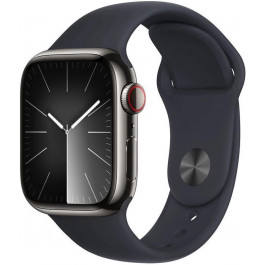   Apple Watch Series 9 GPS + Cellular 41mm Graphite S. Steel Case w. Midnight S. Band - M/L (MRJ93)