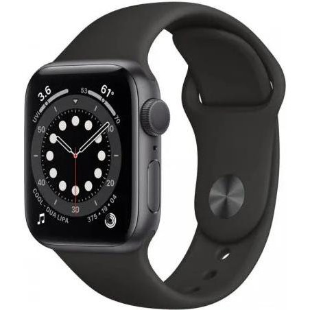 Apple Watch Series 6 GPS 44mm Space Gray Aluminum Case w. Black Sport B. (M00H3) - зображення 1