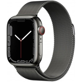   Apple Watch Series 7 GPS + Cellular 41mm Graphite Stainless Steel Case with Graphite Milanese Loop (MKHK3)