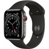 Apple Watch Series 6 GPS + Cellular 44mm Graphite Stainless Steel Case w. Black Sport B. (M07Q3) - зображення 1