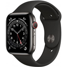   Apple Watch Series 6 GPS + Cellular 44mm Graphite Stainless Steel Case w. Black Sport B. (M07Q3)