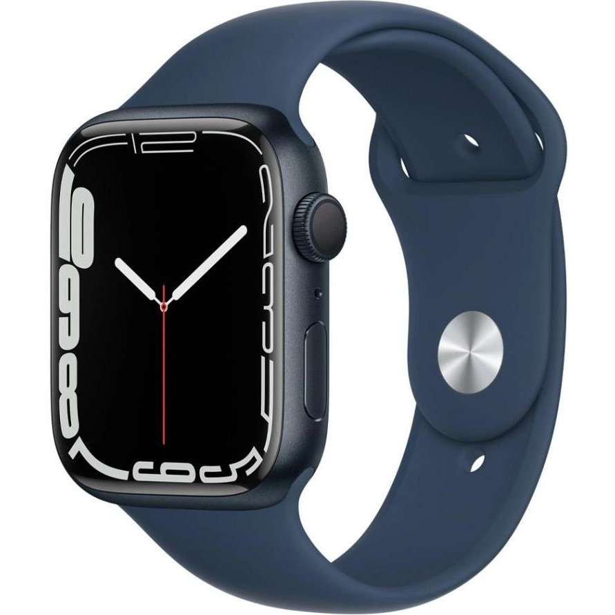 Apple Watch Series 7 GPS 45mm Midnight Aluminum Case With Abyss Blue Sport Band (MKNN3+MKUW3) - зображення 1