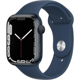   Apple Watch Series 7 GPS 45mm Midnight Aluminum Case With Abyss Blue Sport Band (MKNN3+MKUW3)