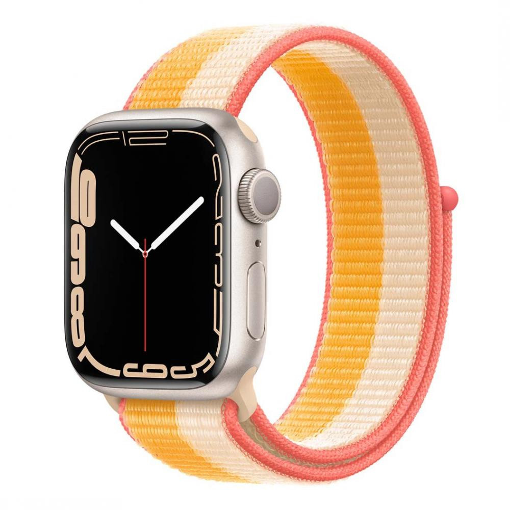 Apple Watch Series 7 GPS 45mm Starlight Alum. Case w. Maize/White S. Loop (MKNP3+ML2Y3) - зображення 1