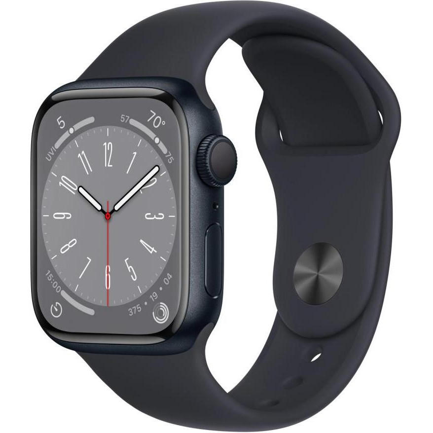 Apple Watch Series 8 GPS + Cellular 45mm Midnight Aluminum Case w. Midnight S. Band S/M (MNVJ3) - зображення 1