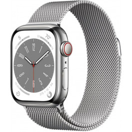   Apple Watch Series 8 GPS + Cellular 45mm Silver S. Steel Case  w. Milanese Loop Silver (MNKG3/MNKJ3)