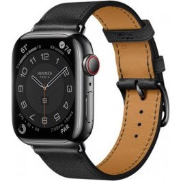   Apple Watch Hermes Series 7 LTE 41mm Space Black S. Steel Case w. Noir Single Tour (MKHP3)