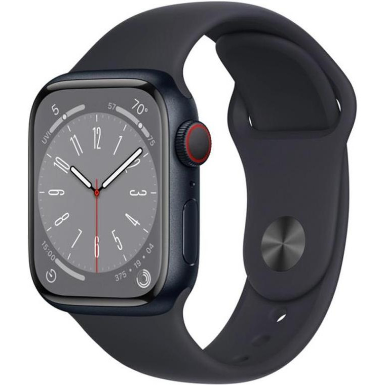 Apple Watch Series 8 GPS + Cellular 41mm Midnight Aluminum Case w. Midnight Sport Band (MNHV3) - зображення 1