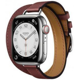   Apple Watch Hermes Series 7 LTE 41mm Silver S. Steel w. Attelage D. Tour Rouge H (MKLK3+MKG23)