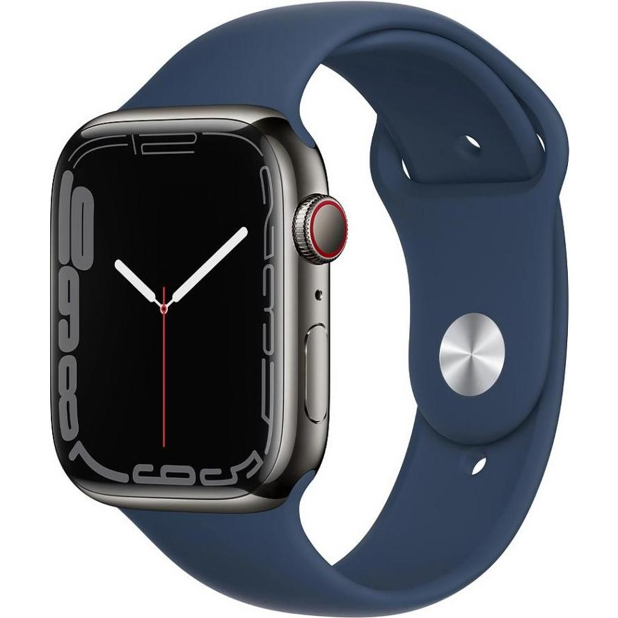 Apple Watch Series 7 GPS + Cellular 45mm Graphite S. Steel Case w. Abyss Blue S. Band (MKJH3) - зображення 1