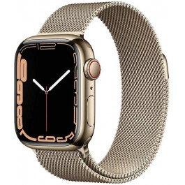   Apple Watch Series 7 GPS + Cellular 41mm Gold Stainless Steel Case with Gold Milanese Loop (MKHH3)