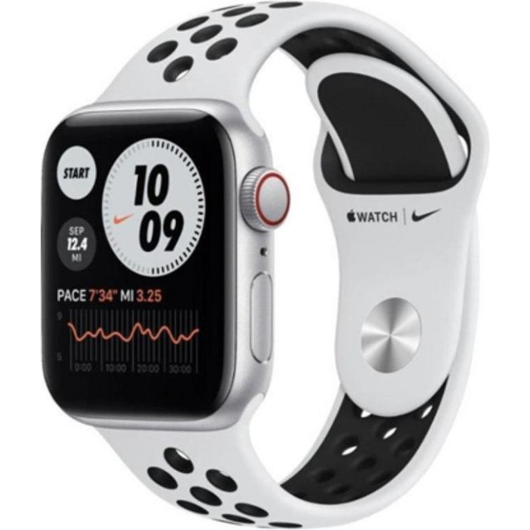 Apple Watch Nike SE GPS 44mm Silver Aluminum Case w. Pure Platinum/Black Nike Sport B. (MYYH2) - зображення 1