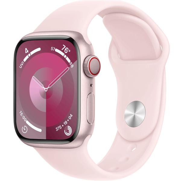 Apple Watch Series 9 GPS + Cellular 45mm Pink Alu. Case w. Light Pink Sport Band - S/M (MRMK3) - зображення 1