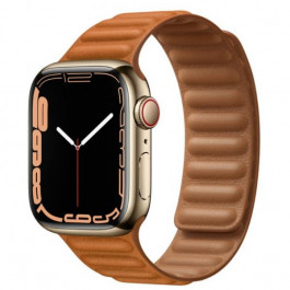   Apple Watch Series 7 GPS + Cellular 41mm Gold S. Steel Case w. Golden B. Leather Link - S/M (MKLE3+ML7K3)