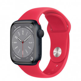   Apple Watch Series 8 GPS 41mm Midnight Aluminum Case w. (PRODUCT)RED Sport Band S/M (MNPC3+MP703)