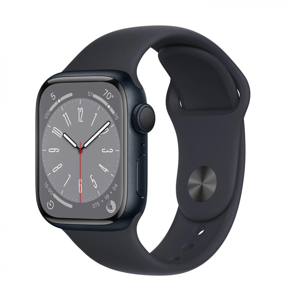 Apple Watch Series 8 GPS 45mm Midnight Aluminum Case w. Midnight S. Band - XL (MNP83+MQH53) - зображення 1