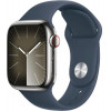 Apple Watch Series 9 GPS + Cellular 45mm Silver S. Steel Case w. Storm Blue Sport Band - S/M (MRMN3) - зображення 1