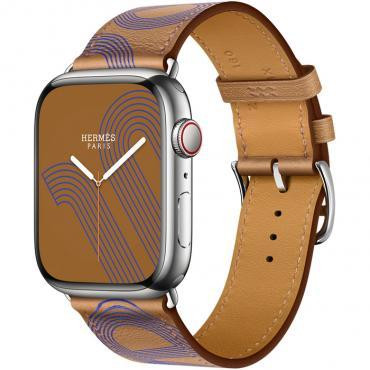 Apple Watch Hermes Series 7 LTE 45mm Silver S. Steel Case w. Bis/Bleu Tlectrique S.Leather (MKMG3+MKGC3) - зображення 1