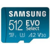 Samsung 512 GB microSDXC UHS-I U3 V30 A2 EVO Select + SD Adapter MB-ME512KA - зображення 1