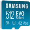 Samsung 512 GB microSDXC UHS-I U3 V30 A2 EVO Select + SD Adapter MB-ME512KA - зображення 3