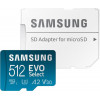 Samsung 512 GB microSDXC UHS-I U3 V30 A2 EVO Select + SD Adapter MB-ME512KA - зображення 4