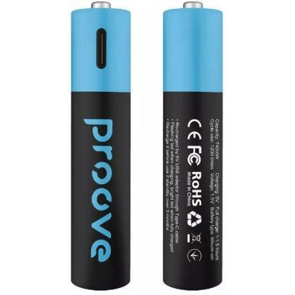 Proove Type-C Compact Energy 740mAh AAA 2pack Black (RBCE75010008) - зображення 1