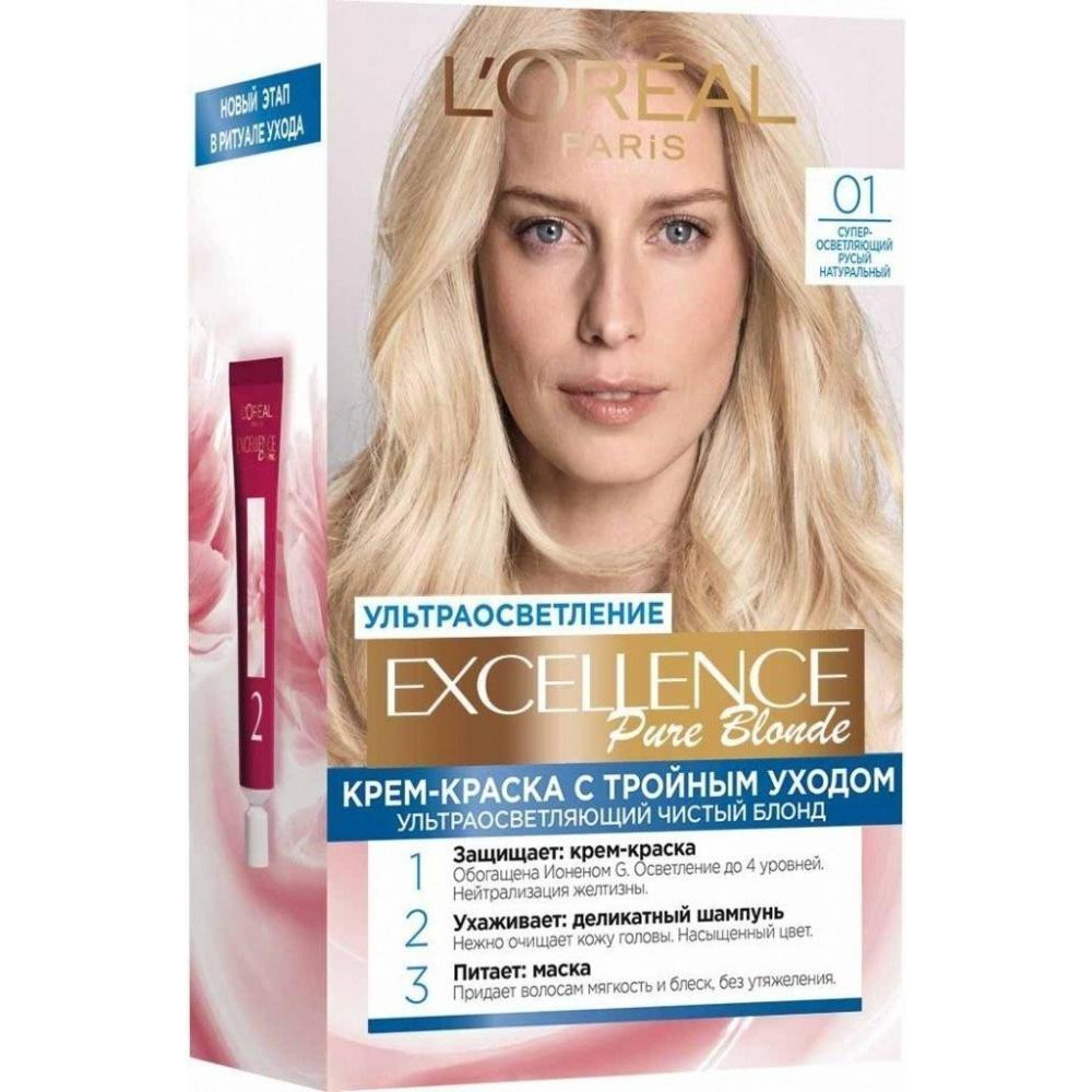 L'Oreal Paris Стійка крем-фарба для волосся  Excellence Creme 01 - Супер-освітлюючий русявий натуральний (36005240 - зображення 1