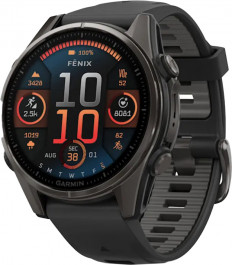   Garmin Fenix 8 43mm AMOLED Sapphire Carbon Gray DLC Tit. w. Black/Pebble Gray S. Band (010-02903-20/21)