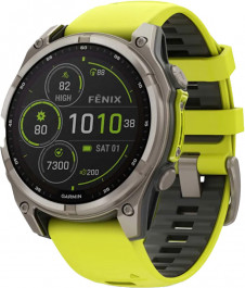   Garmin Fenix 8 47mm Solar Sapphire Titanium w. Amp Yellow/Graphite Silicone Band (010-02906-20/21)