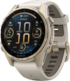   Garmin Fenix 8 43mm AMOLED Sapphire Soft Gold w. Fog Gray/Dark Sandstone S. Band (010-02903-10/11)