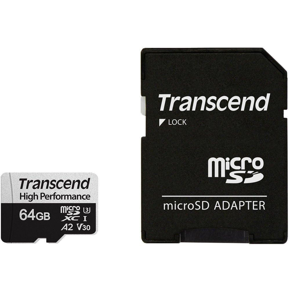 Transcend 64 GB microSDXC Class 10 UHS-I U3 330S + SD Adapter TS64GUSD330S - зображення 1