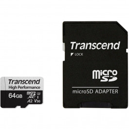   Transcend 64 GB microSDXC Class 10 UHS-I U3 330S + SD Adapter TS64GUSD330S