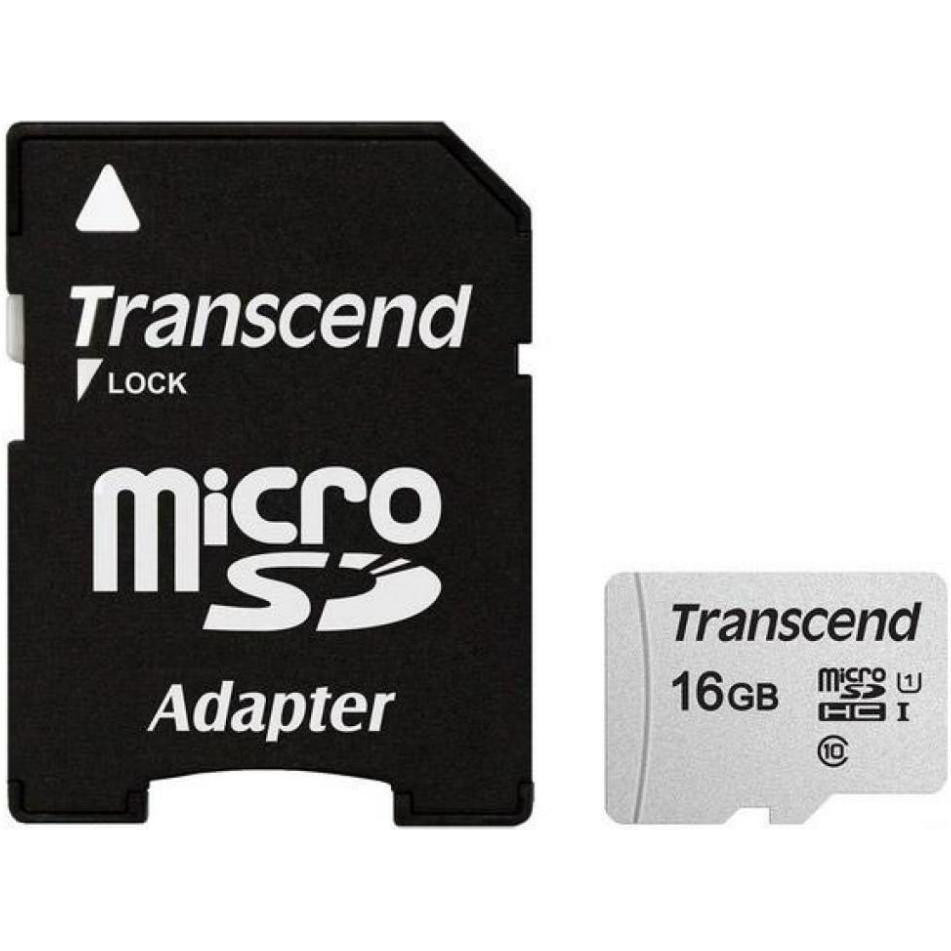 Transcend 16 GB microSDHC UHS-I 300S + SD Adapter TS16GUSD300S-A - зображення 1