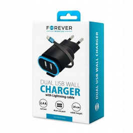   Forever TC-02 2xUSB 2.4A Lightning Black (GSM032682)