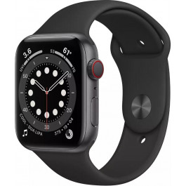   Apple Watch Series 6 GPS + Cellular 44mm Space Gray Aluminum Case w. Black Sport B. (M07H3)