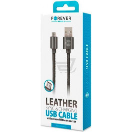   Forever Leather Cable USB For MicroUSB 2A 1M Black (GSM032490)