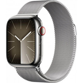   Apple Watch Series 9 GPS + Cellular 41mm Silver S. Steel Case w. Silver Milanese Loop (MRJ43)