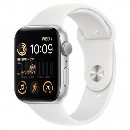   Apple Watch SE 2 GPS 44mm Silver Aluminum Case with White Sport Band - M/L (MNTJ3)