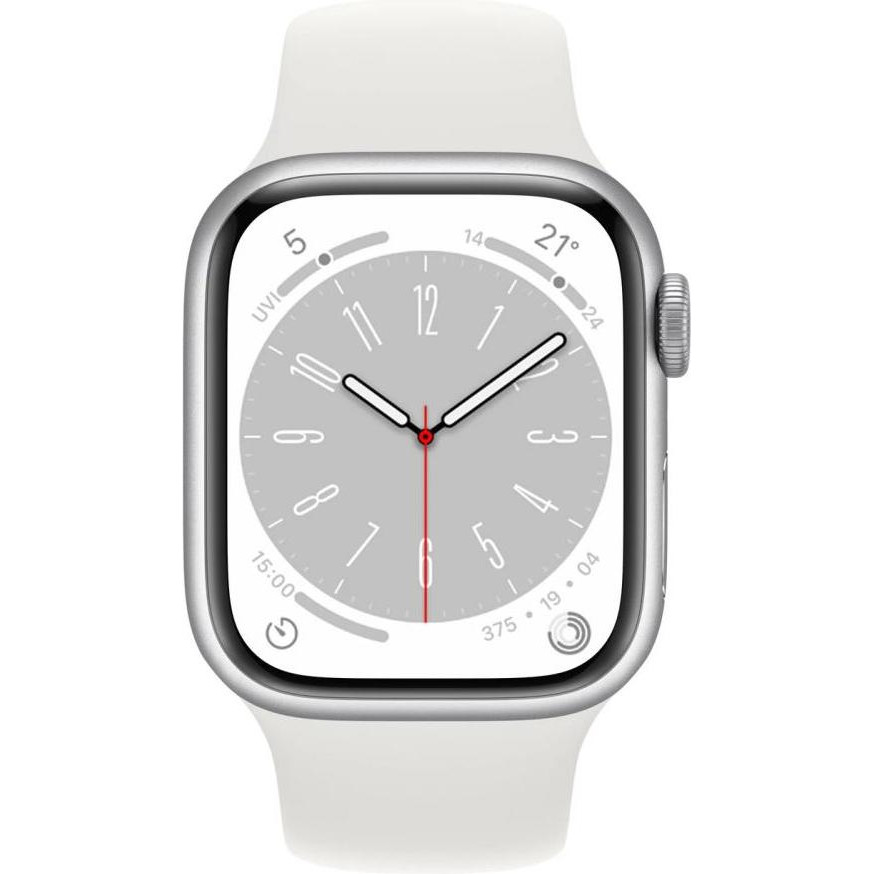 Apple Watch Series 8 GPS + Cellular 45mm Silver Aluminum Case with White S. Band (MP4J3) - зображення 1