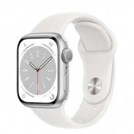   Apple Watch Series 8 GPS + Cellular 41mm Silver Aluminum Case with White Sport Band - S/M (MP4E3)